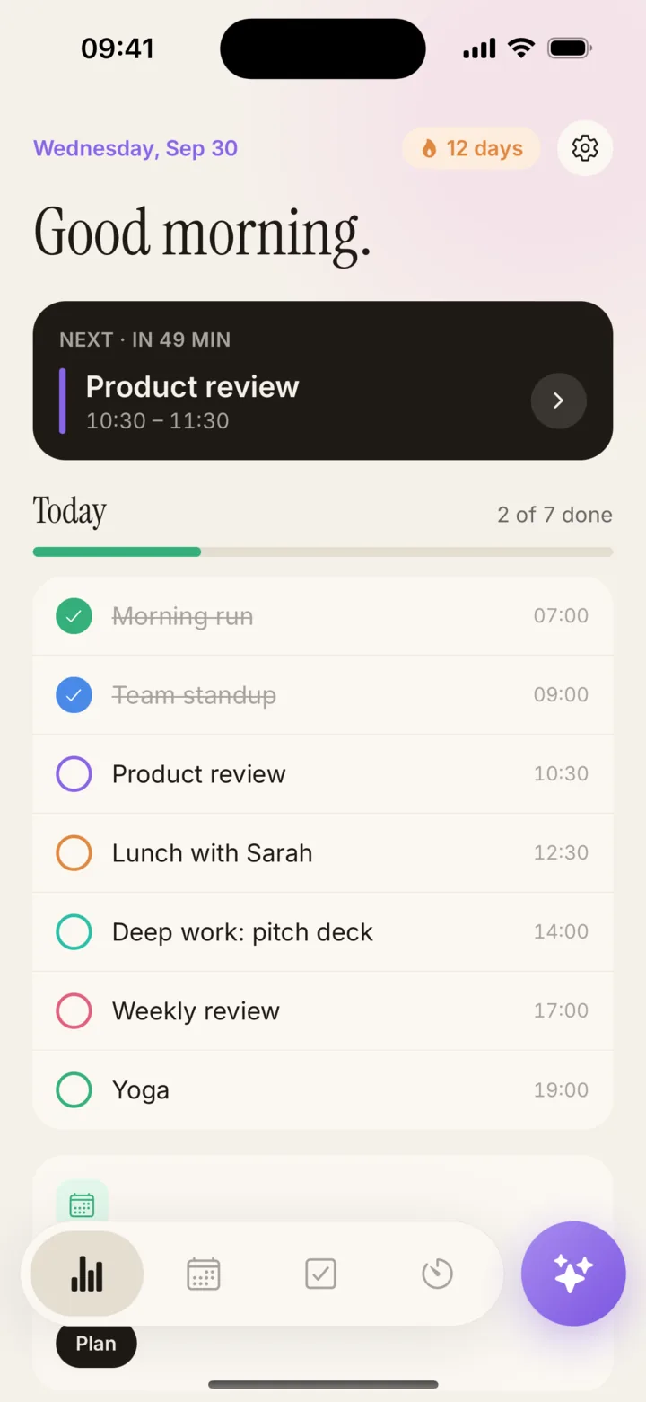Planifai Today dashboard
