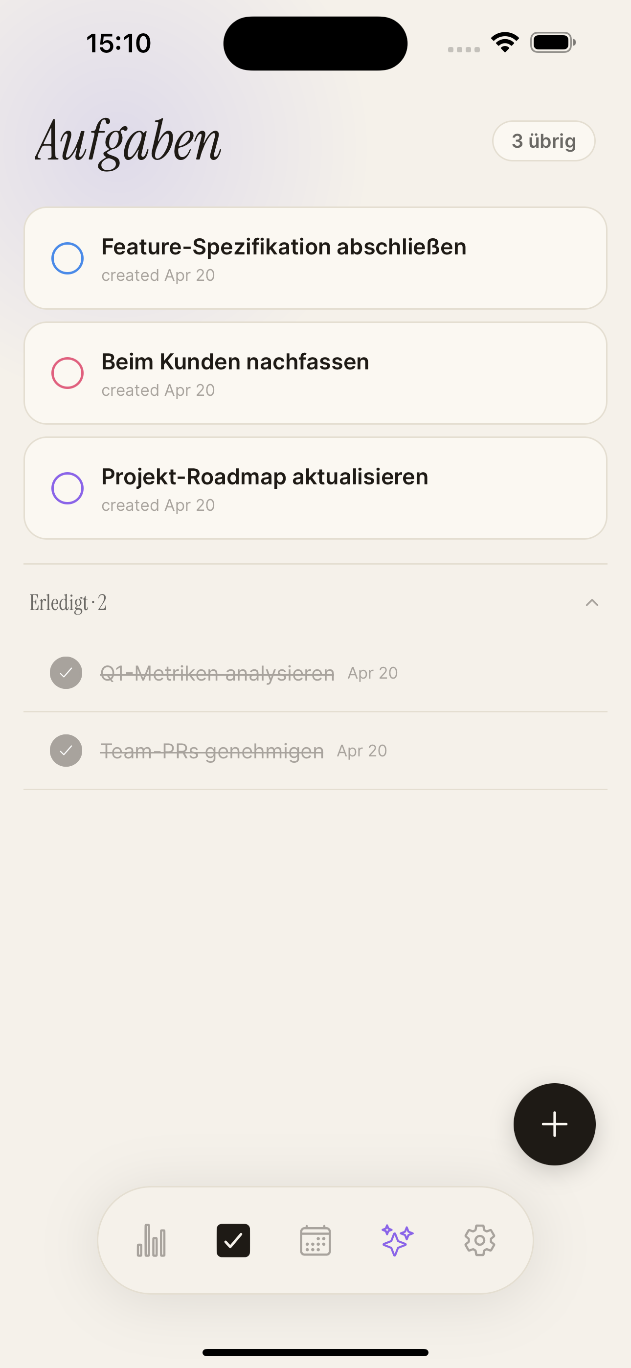 Aufgaben, die (noch) kein Datum brauchen
